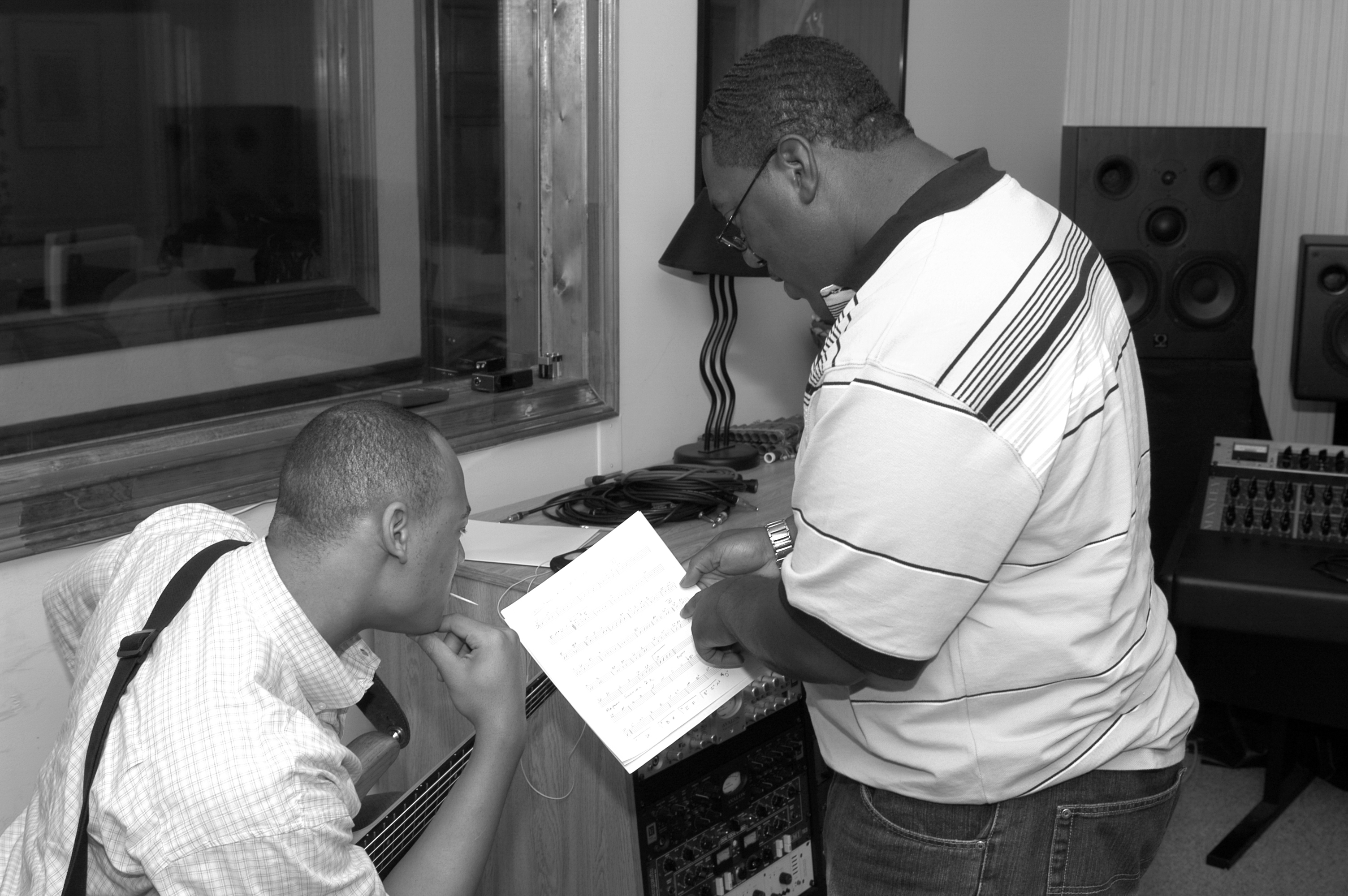 Kenneth Bryant II and Isaac West reviewing music — Dogwood Studios